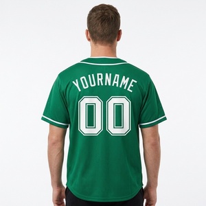 Custom green baseball jersey Men's mesh breathable jersey Short sleeve team name print Button front baseball <b>shirt</b> - Product Image 4