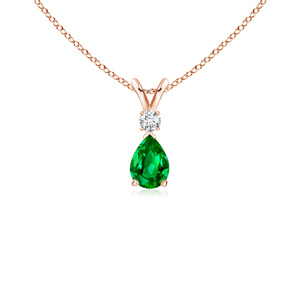 Pendentif solitaire goutte d'eau émeraude pour femme en or 10K 14K 18K et argent 925 935, coupe émeraude, bijoux fins classiques pour fiançailles - Product Image 4