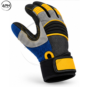 Gants de tronçonneuse de haute qualité, faits à la main, avec service OEM/ODM, panneaux en tissu bleu roi, accents gris et coutures ergonomiques sur la paume - Product Image 3