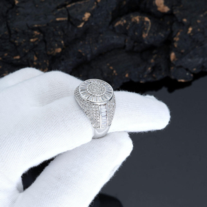 Moissanite <b>Mens</b> <b>Signet</b> <b>Ring</b> Gold Tone Iced Out Statement <b>Ring</b> Baguette Style Luxury Hip Hop Jewelry Gift - Product Image 3