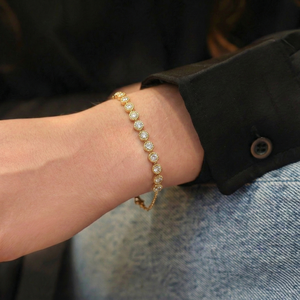 Pulsera de diamantes cultivados en laboratorio de 1.43 quilates, corte brillante redondo, estilo único y ligero, joyería de oro de 14 quilates y 10 quilates para mujer, regalo de boda. - Product Image 6