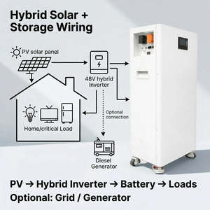 Batería de almacenamiento de energía doméstica híbrida LiFePO4 de 51.2V 300Ah con ruedas, sistema solar de pie CAN - Product Image 4