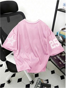 Maillot de sport vert à col en V, numéro 25, décoration étoile, manches courtes, tissu en maille unisexe, respirant, toutes saisons - Product Image 6