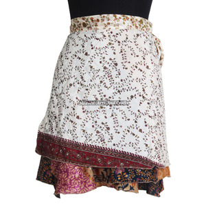 Best Premium Quality Of Art Silk Mini <b>Skirts</b> For Women Short Sari Wrap <b>Skirt</b> Trendy Boho <b>Gypsy</b> Beach Cover Sari <b>Skirt</b> For Casual - Product Image 3