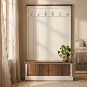 Gabinete Viona de Madera Maciza Hecho a Mano, Estilo Japandi, Ecológico, Duradero, Acabado Natural, Solución de Almacenamiento Compacta - Product Image 1