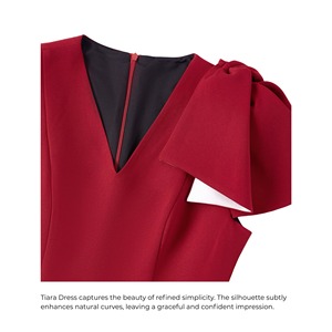 Elegante Vestido de Diseñador para Mujer con Cuello en V y Detalle de Lazo |   Vestido Tiara para Citas Románticas y Fiestas |   LAVIEM - Product Image 5