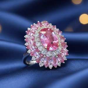 Pink Sapphire Engagement <b>Ring</b> 925 Sterling Silver 14K White Gold Plated Handmade Luxury Bridal Jewelry Gift - Product Image 6
