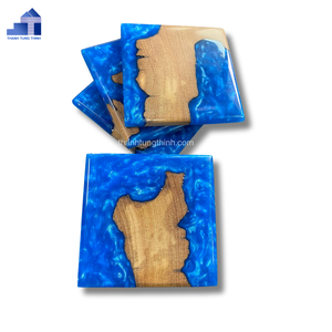 ที่รองแก้วไม้เรซิ่นทรงสี่เหลี่ยมทำมือ ของตกแต่งครัวสไตล์เรียบง่าย - Product Image 5