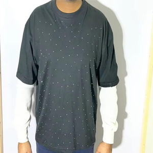 Camisetas de Hombre de la Mejor Calidad con Pedrería, 100% Algodón, MOQ Bajo, Mejor Precio, Decoraciones Premium con Pedrería para Hombre - Product Image 4