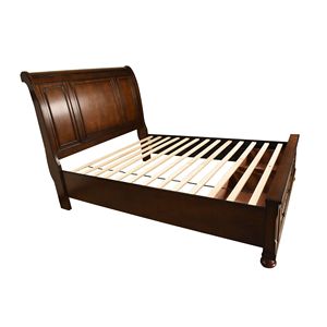 Letto con piattaforma contenitore Baltimore Queen in noce scuro, realizzato in legno - Product Image 3