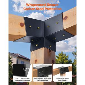 Kit Pergola con Staffa Inclinata a 3 Vie 4x4 Pollici per Travi in Legno 3.5x3.5 Pollici, Staffa in Acciaio al Carbonio Dimensioni Reali con Viti per Uso in Cortile - Product Image 5