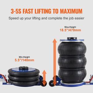 Martinetto Pneumatico a Tre Sacche da 5 Tonnellate/11000 Libbre, Sollevamento Rapido 3-5s, Altezza 18,5 Pollici/470 mm, con Sei Tubi in Acciaio - Product Image 3