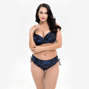 Conjunto de Bikini con Estampado Floral para Mujer, Talla Grande, Top con Push-Up, Braguita Hipster, Diseño Trenzado de Spandex y Poliéster - Product Image 4