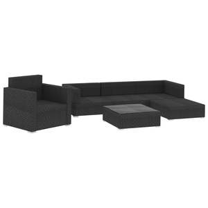 Ensemble de salon de jardin en rotin noir avec coussins noirs - Product Image 3