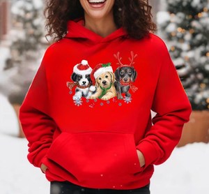 Sudadera con Capucha Roja de Forro Polar para Navidad, Unisex, Corte Regular, Informal, para Otoño, con Diseño de Copo de Nieve Bordado y Bolsillo Delantero - Product Image 5