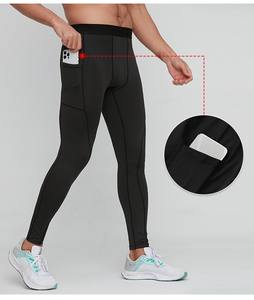 Leggings Deportivos para Hombre con Bolsillo Lateral, Pantalones Ajustados de Poliéster de Secado Rápido para Gimnasio, Entrenamiento, Running, con Logotipo Personalizado - Product Image 2