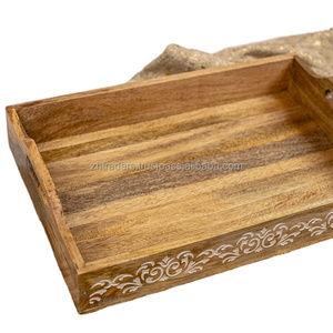 Divine Essence Plateau de service en bois de qualité supérieure Plateaux décoratifs Acacia, mangue et sheesham avec poignées pour restaurants et hôtels de luxe - Product Image 1