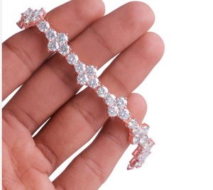 Rose Gold Plated <b>Crystal</b> Tennis <b>Bracelet</b> Women's Geometric Prong Setting Classic Wedding Jewelry Alloy <b>Bracelet</b> - Product Image 3