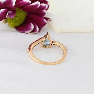Anillo de Diamantes con Aguamarina Natural Santa María, Oro Sólido de 14K, Joyería Fina, Proveedor Mayorista OEM ODM - Product Image 3
