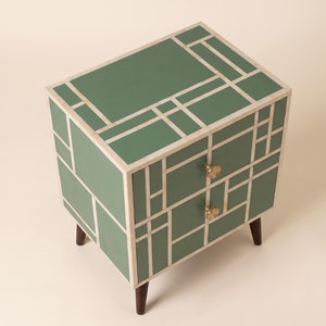 Modern Resin Inlay Nightstand <b>Bedside</b> <b>Table</b> Two Drawer Storage Cabinet for Bedroom Home Decor Furniture - Product Image 3