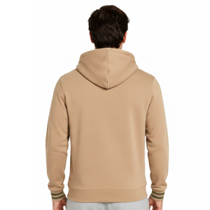 Sudadera con capucha para hombre, color caqui, más vendida, con puños a rayas verde oliva, estilo clásico, ropa de calle para hombre. - Product Image 4