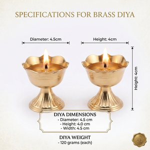 Lámparas de aceite de latón pequeñas con diseño acanalado, soporte de campana, par, artículo tradicional hindú para Pooja, acabado en oro antiguo, artículos de decoración para el templo del hogar - Product Image 5