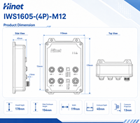 Switch Ethernet Industrial M12 de 5 Puertos Gigabit EN50155 IP67 con PoE Opcional de 4 Puertos, SNMP, QoS y 1 Puerto Uplink