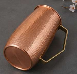 Carafe en cuivre martelé avec poignée et couvercle en laiton, grande capacité, vaisselle vintage pour la maison, carafe haut de gamme de grande capacité - Product Image 2