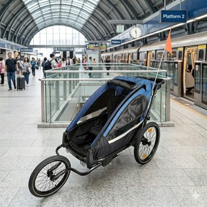 KS-200 Single-<b>Bike</b> Aluminum Alloy Convenient Trail Riding <b>Trailer</b> Independent Suspension 20" Air-filled Tires - Product Image 3