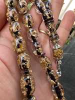 Tasbih en résine écologique peint à la main avec feuille d'or noir, 33 perles, perles de prière islamiques