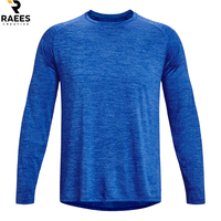 T-shirt à manches longues à col rond uni pour homme, tissu en toile de haute qualité, respirant, service OEM, vente en gros
