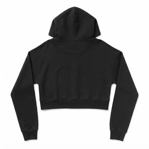 Sudadera Corta Negra para Mujer con Logotipo Personalizado, Estampado de Ojo de Sol Amarillo y Huellas Rosas en la Manga, Estilo Casual para Otoño/Invierno - Product Image 2