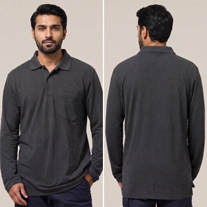 Polo à manches longues bleu marine avec logo personnalisé, respirant, en coton, uniforme de travail pour hommes, poche poitrine, vente en gros Australie - Product Image 6