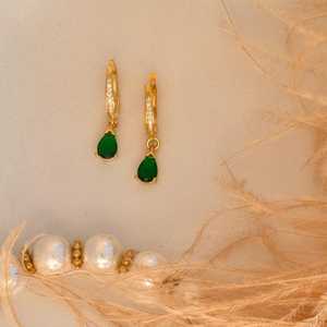 <b>Emerald</b> Green Pear <b>Drop</b> <b>Earrings</b> 925 Sterling Silver 14K Gold Plated Zircon Gemstone High Quality Jewelry for Women Party Gift - Product Image 3
