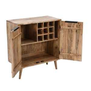 ตู้บาร์ไม้มะม่วงแท้สุดหรู สไตล์สแกนดิเนเวียน พร้อมชั้นวางไวน์และตู้เก็บของบานคู่ เป็นมิตรกับสิ่งแวดล้อมและทนทาน - Product Image 4