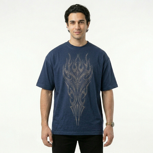 Men's Orange Oversized T-<b>Shirt</b> <b>Geometric</b> Rhinestone Pattern Short Sleeve O-Neck Street Style Casual Jersey Cotton Front Logo - Product Image 1