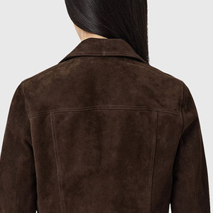 เสื้อแจ็คเก็ตหนังแฟชั่นผู้หญิงแบบครอปสำหรับฤดูหนาว  แบบมีซิป - Product Image 6