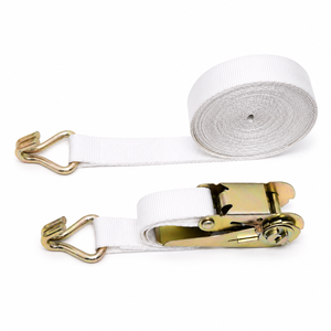 Premium 25mm <b>White</b> Polyester <b>Cargo</b> Lashing Strap Heavy Duty Ratchet Strap Ratchet Tie Down Strap - Product Image 6