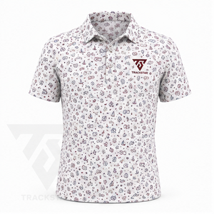 Trackstar Men's White <b>Nautical</b> Motif Print Polo Shirt Short Sleeve Button Collar Casual Golf Shirt Custom Logo - Product Image 1