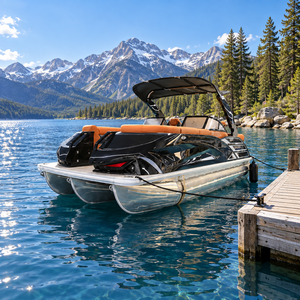 Bateau ponton motorisé de luxe personnalisé en aluminium pour la pêche sportive et les fêtes, exportation à vendre - Product Image 2