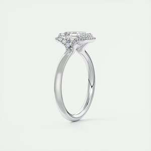 Bague solitaire demi-halo en forme de croissant avec diamant de laboratoire taille Asscher de 2,15 carats et sertissage encastré en or blanc 14 carats - Product Image 4