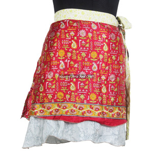 Indian Sari Silk <b>Wrap</b> Around Mini Skirts Short Sari <b>Wrap</b> Skirt Trendy Boho Gypsy <b>Beach</b> Cover Sari Skirt Casual Summer Beachwear - Product Image 2