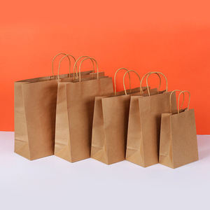 Bolsas de Papel Kraft Marrón Reciclables con Asas Retorcidas, Logotipo Personalizado, Empaque para Alimentos como Pizza, Sushi y Bebidas - Product Image 4