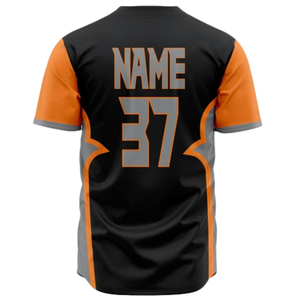 Men Custom Black Orange Button Up Baseball Jersey Breathable Softball Team Uniform <b>Athletic</b> Sports Shirt for Training - Product Image 3