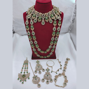 JeweleMarket Ethnic Gold Plated Austrian Crystal <b>Bridal</b> <b>Jewelry</b> <b>Set</b> with Necklace & Earrings for Women's - Product Image 1