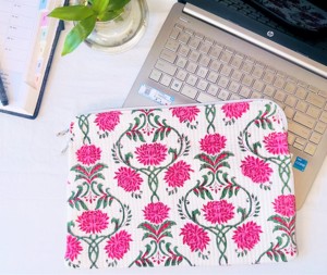 Housse d'ordinateur portable en coton à motif floral, étui de protection matelassé, couleur personnalisée, logo pour ordinateurs portables, style classique, usage quotidien, travail - Product Image 2