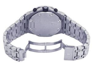 Bijoux noirs de l'océan A.P. Montre chronographe à quartz en acier inoxydable, style Crone célèbre, avec diamants Moissanite VVS, style Hip Hop Bling - Product Image 5