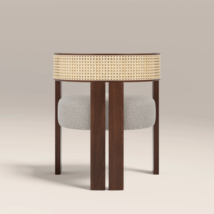 Modern Solid Wood <b>Dining</b> <b>Chair</b> Upholstered Fabric Seat Cane Back Midcentury Design Home Furniture - Product Image 5