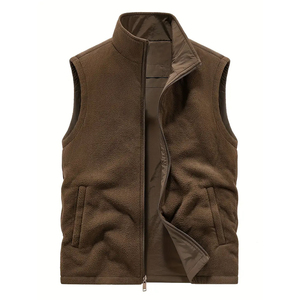 Men’s Reversible Outdoor <b>Vest</b> Dual-Sided Fleece Insulated Work Hiking <b>Utility</b> Jacket Windproof Multi-Pocket - Product Image 2