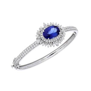 Oval Tanzanite <b>Bangle</b> <b>Bracelet</b> Simple Classic Design 925 Sterling Silver Luxury Vintage IGI Certified Women's Elegant Jewelry - Product Image 5